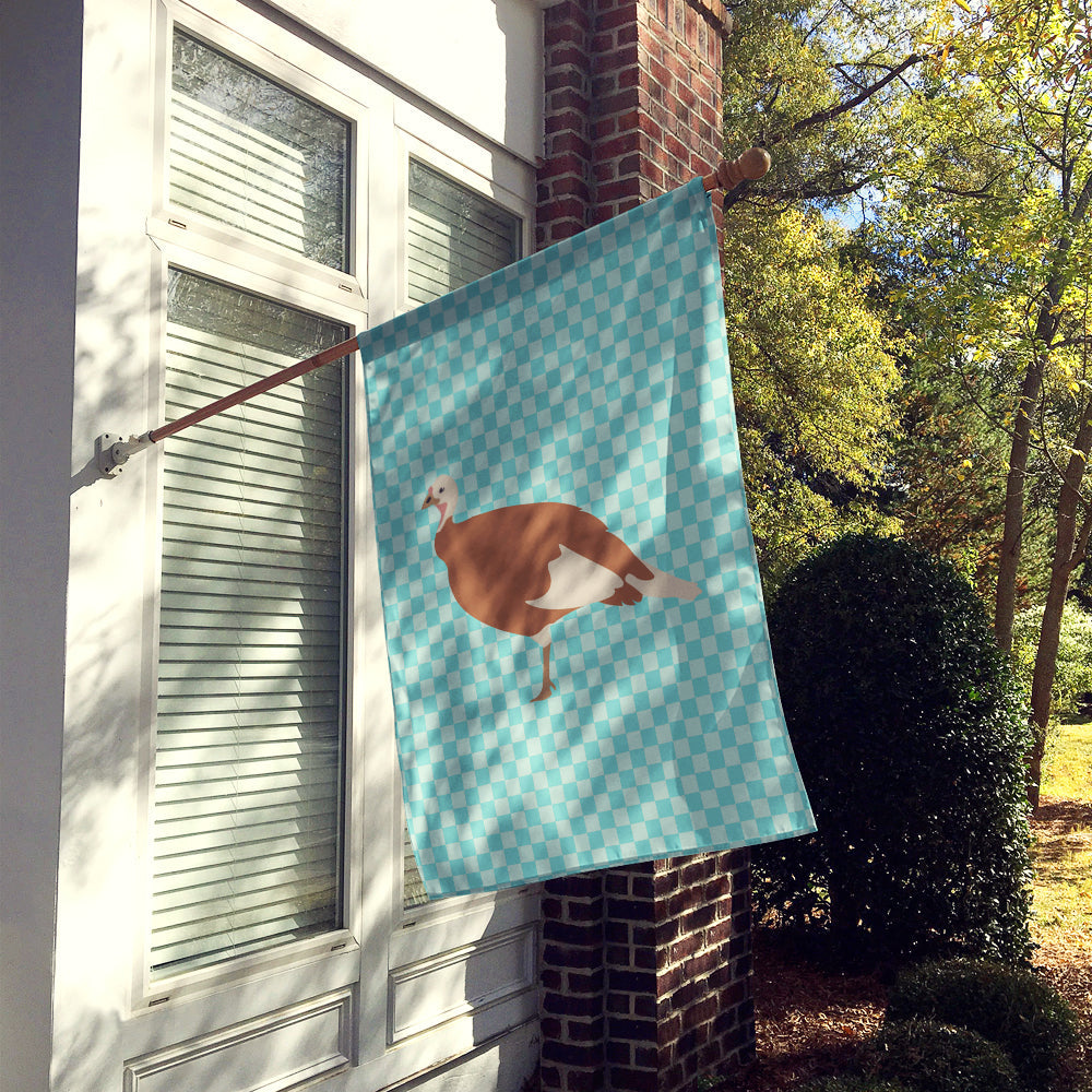 Jersey Buff Turkey Hen Blue Check House Flag 28x40 Porch Sleeve Pole Decorative Outside Yard Banner Artwork Wall Hanging, Polyester