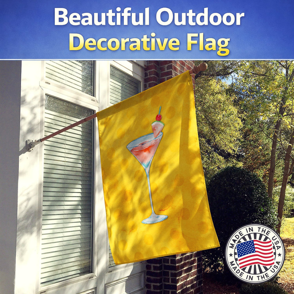 Summer Martini Yellow Polkadot House Flag 28x40 Porch Sleeve Pole Decorative Outside Yard Banner Artwork Wall Hanging, Polyester