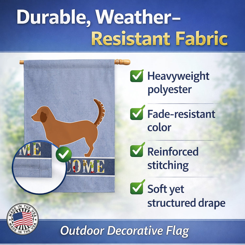 Alpine Dachsbrake Welcome House Flag 28x40 Porch Sleeve Pole Decorative Outside Yard Banner Artwork Wall Hanging, Polyester