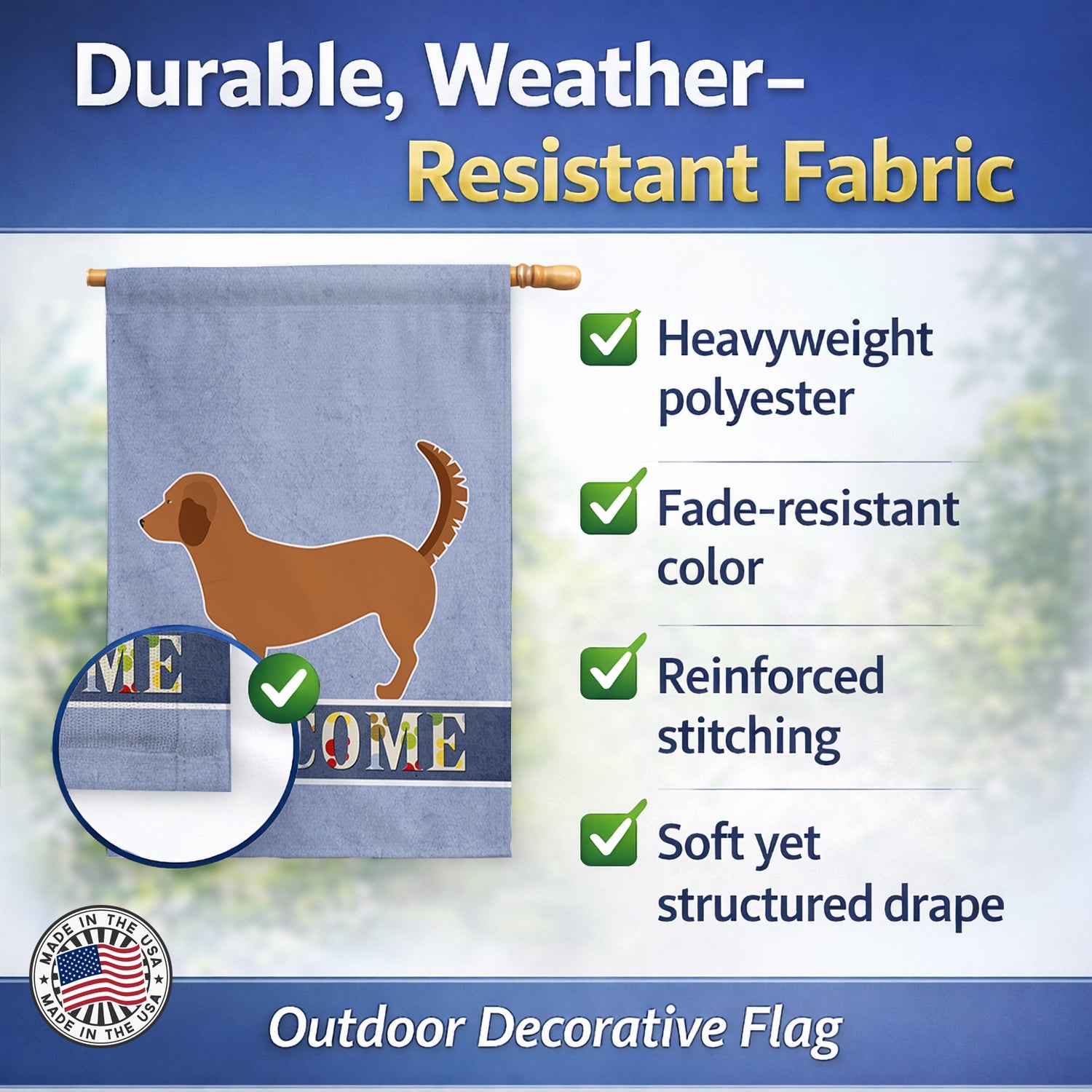 Alpine Dachsbrake Welcome House Flag 28x40 Porch Sleeve Pole Decorative Outside Yard Banner Artwork Wall Hanging, Polyester