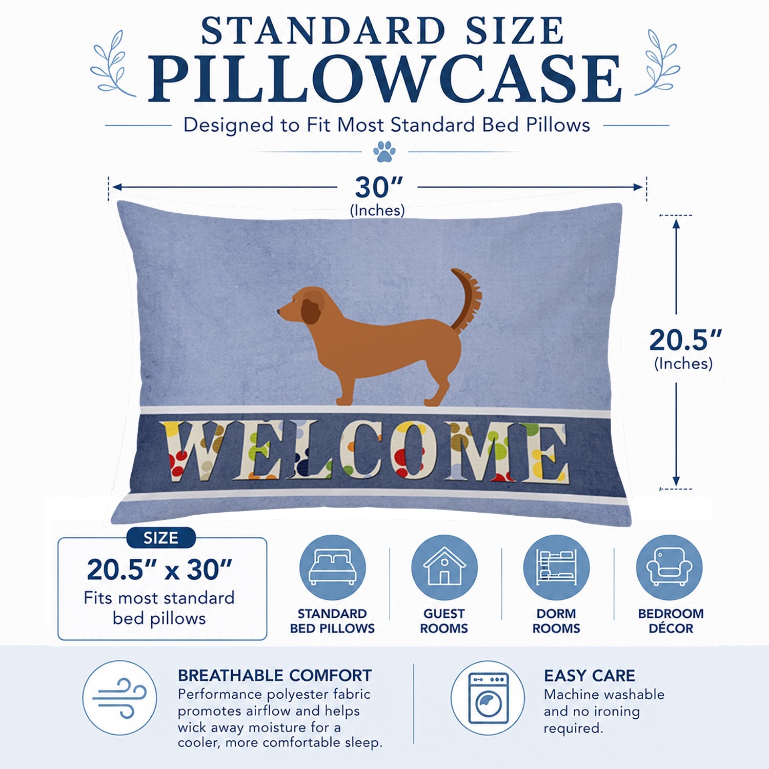 Alpine Dachsbrake Welcome Standard Pillowcase Lightweight Super Soft Easy Care Decorative Artwork Pillowcase, Standard