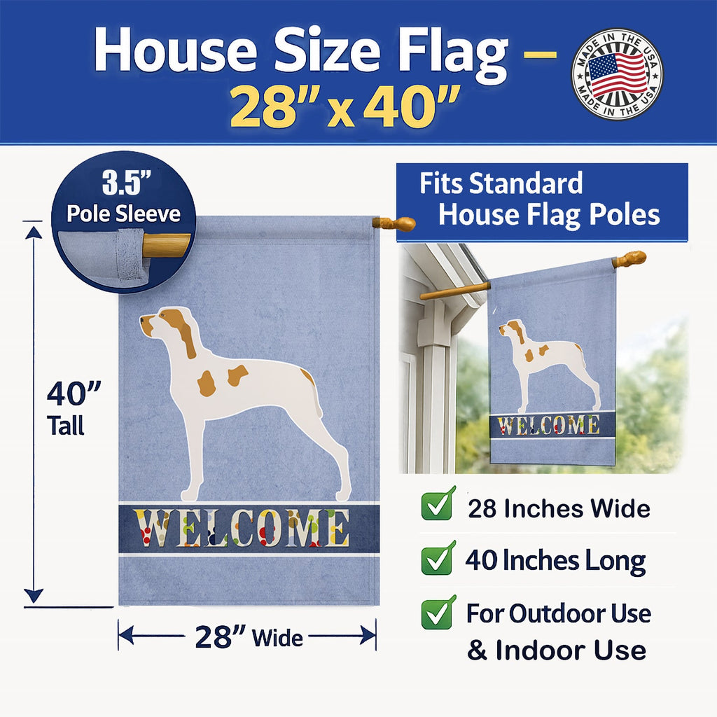 Ariege Pointer Welcome House Flag 28x40 Porch Sleeve Pole Decorative Outside Yard Banner Artwork Wall Hanging, Polyester