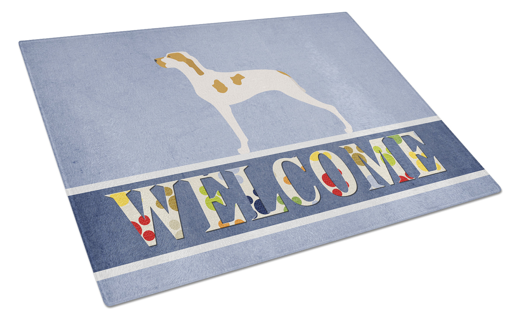Ariege Pointer Welcome Cutting Board Tempered Glass Kitchen Cutting Surface, Heat Resistant Chopping, Non-Slip Feet, Food Prep & Serving