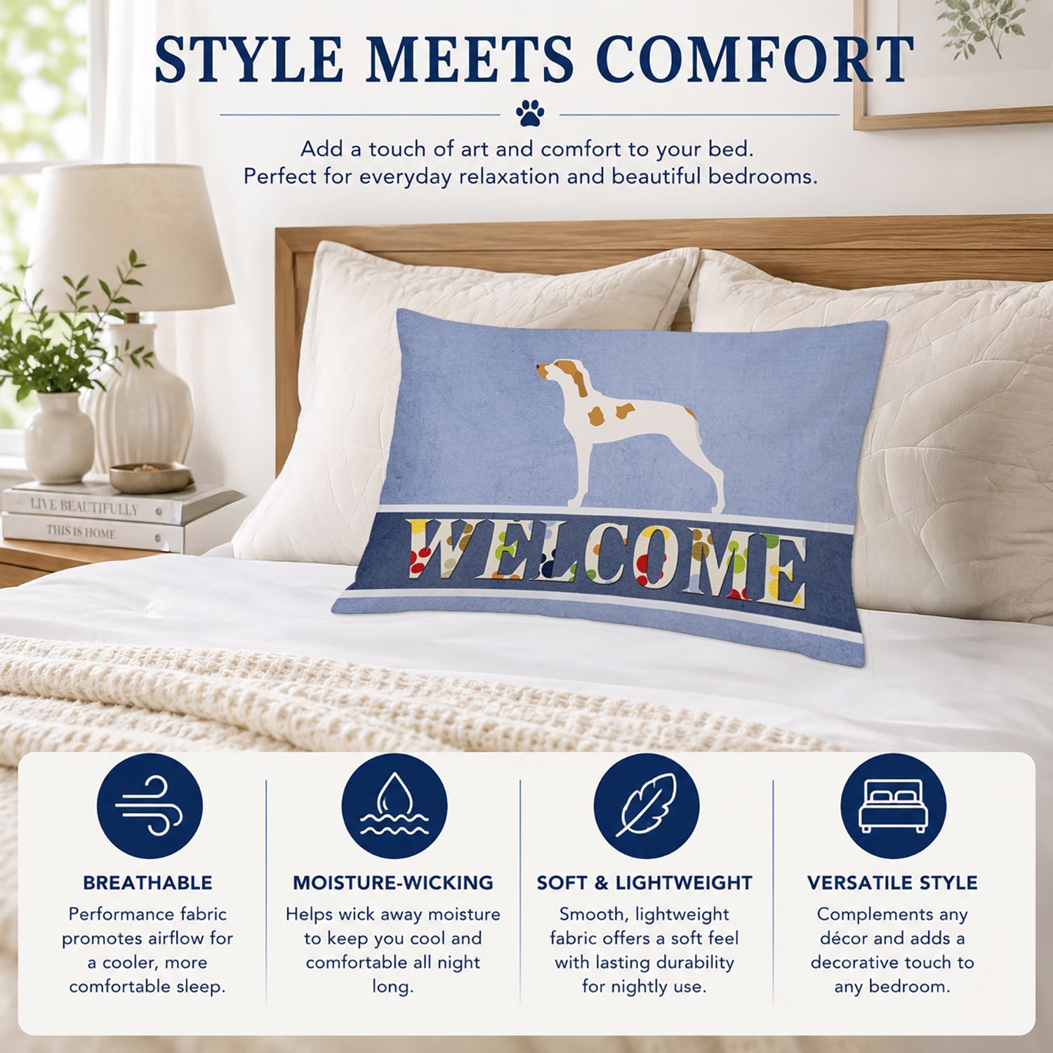 Ariege Pointer Welcome Standard Pillowcase Lightweight Super Soft Easy Care Decorative Artwork Pillowcase, Standard