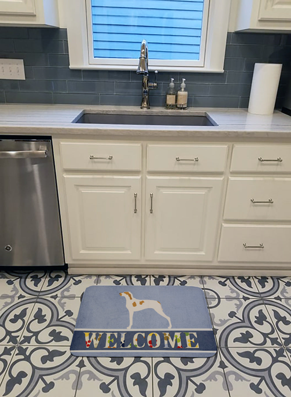 Ariege Pointer Welcome Memory Foam Kitchen Mat Machine Washable Anti-Fatigue Cushion Comfort Bath or Kitchen Rug