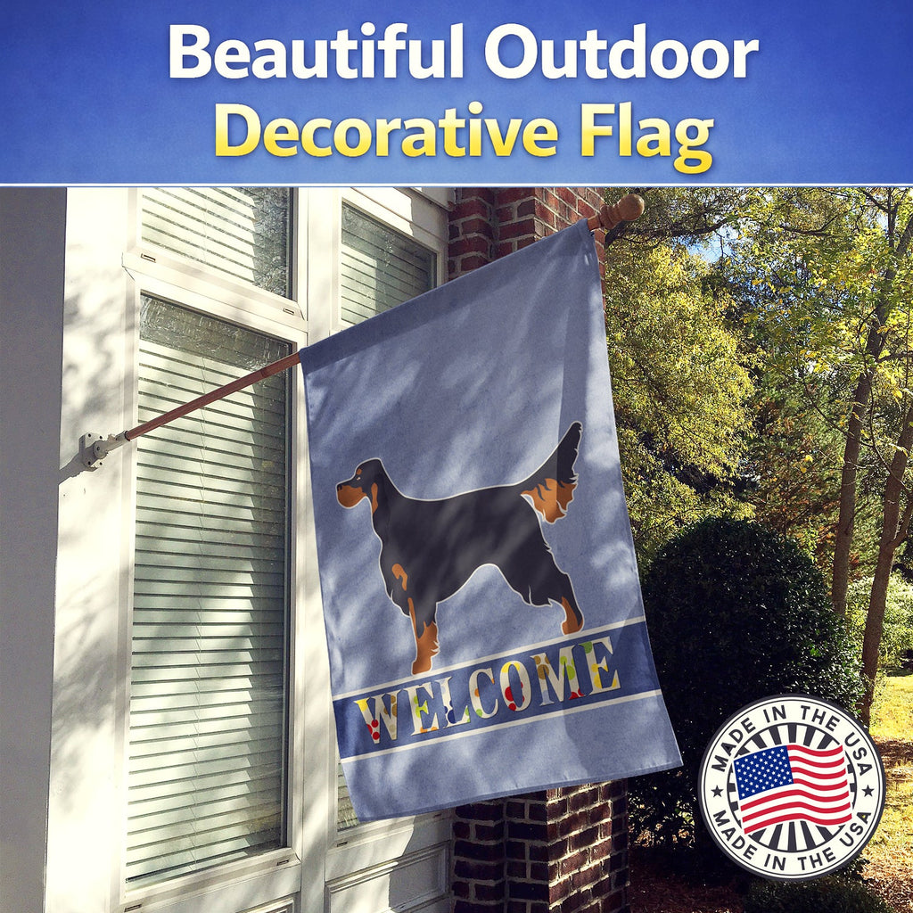 Gordon Setter Welcome House Flag 28x40 Porch Sleeve Pole Decorative Outside Yard Banner Artwork Wall Hanging, Polyester