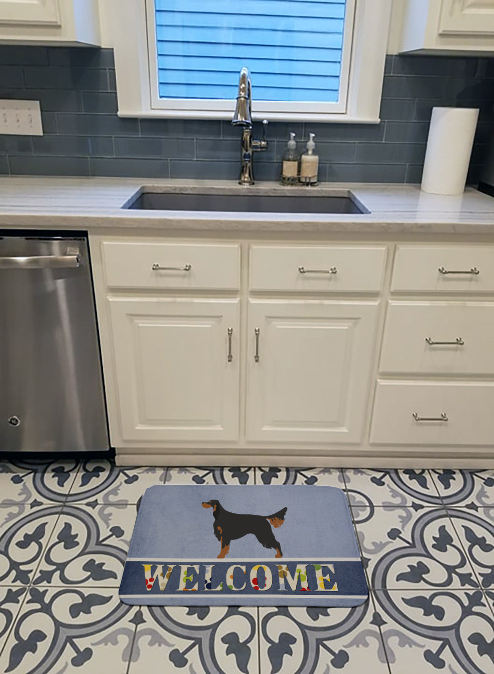 Gordon Setter Welcome Memory Foam Kitchen Mat Machine Washable Anti-Fatigue Cushion Comfort Bath or Kitchen Rug