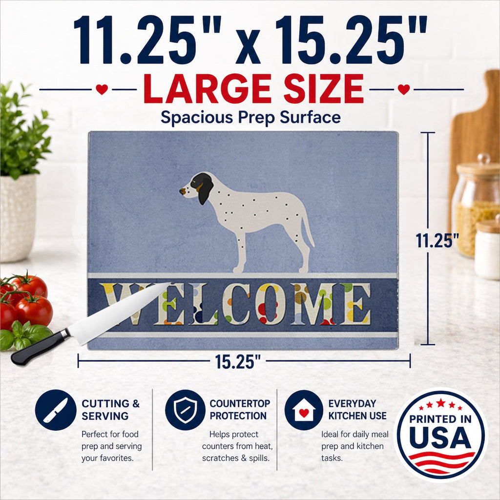 Gascon Saintongeois Welcome Cutting Board Tempered Glass Kitchen Cutting Surface, Heat Resistant Chopping, Non-Slip Feet, Food Prep & Serving