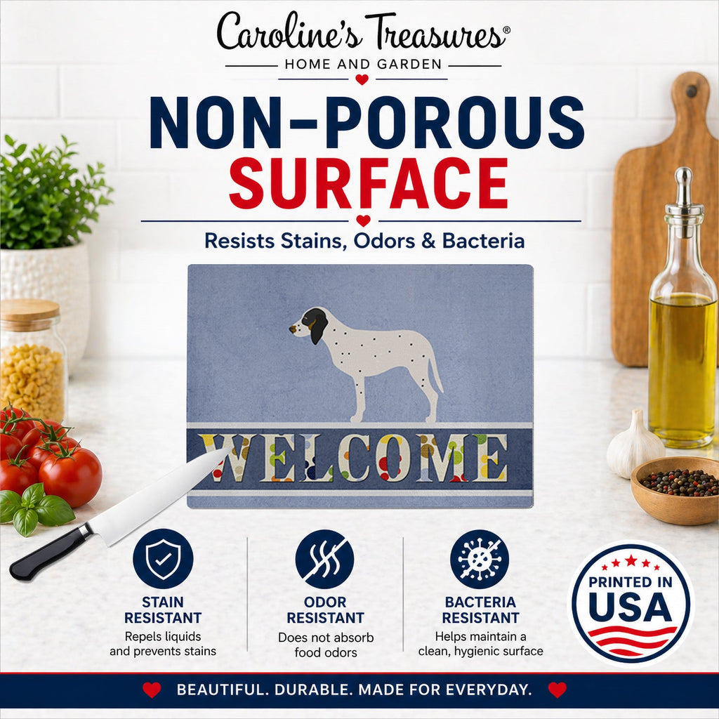 Gascon Saintongeois Welcome Cutting Board Tempered Glass Kitchen Cutting Surface, Heat Resistant Chopping, Non-Slip Feet, Food Prep & Serving