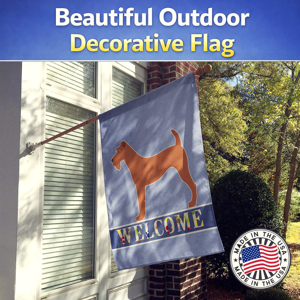 Irish Terrier Welcome House Flag 28x40 Porch Sleeve Pole Decorative Outside Yard Banner Artwork Wall Hanging, Polyester