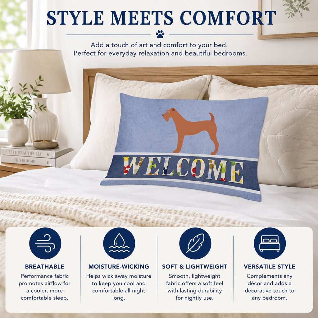 Irish Terrier Welcome Standard Pillowcase Lightweight Super Soft Easy Care Decorative Artwork Pillowcase, Standard