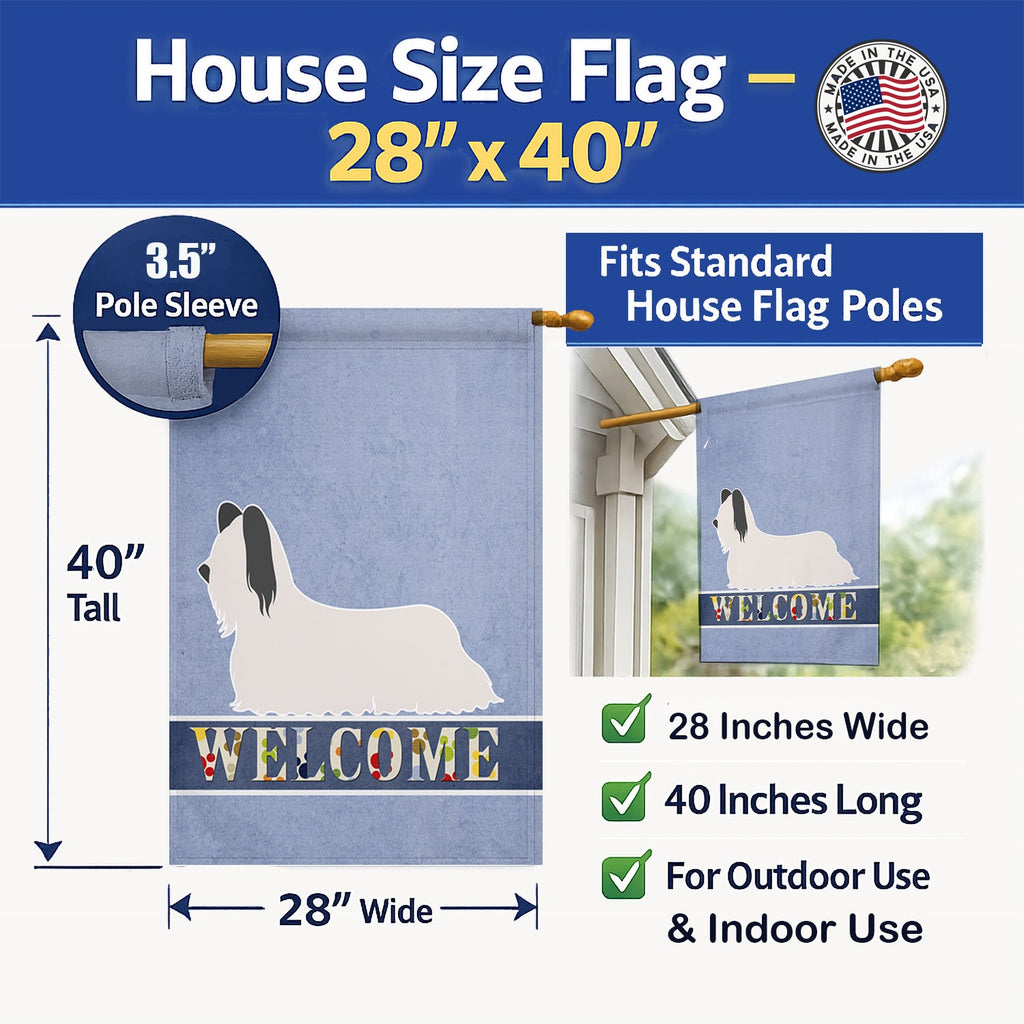 Skye Terrier Welcome House Flag 28x40 Porch Sleeve Pole Decorative Outside Yard Banner Artwork Wall Hanging, Polyester