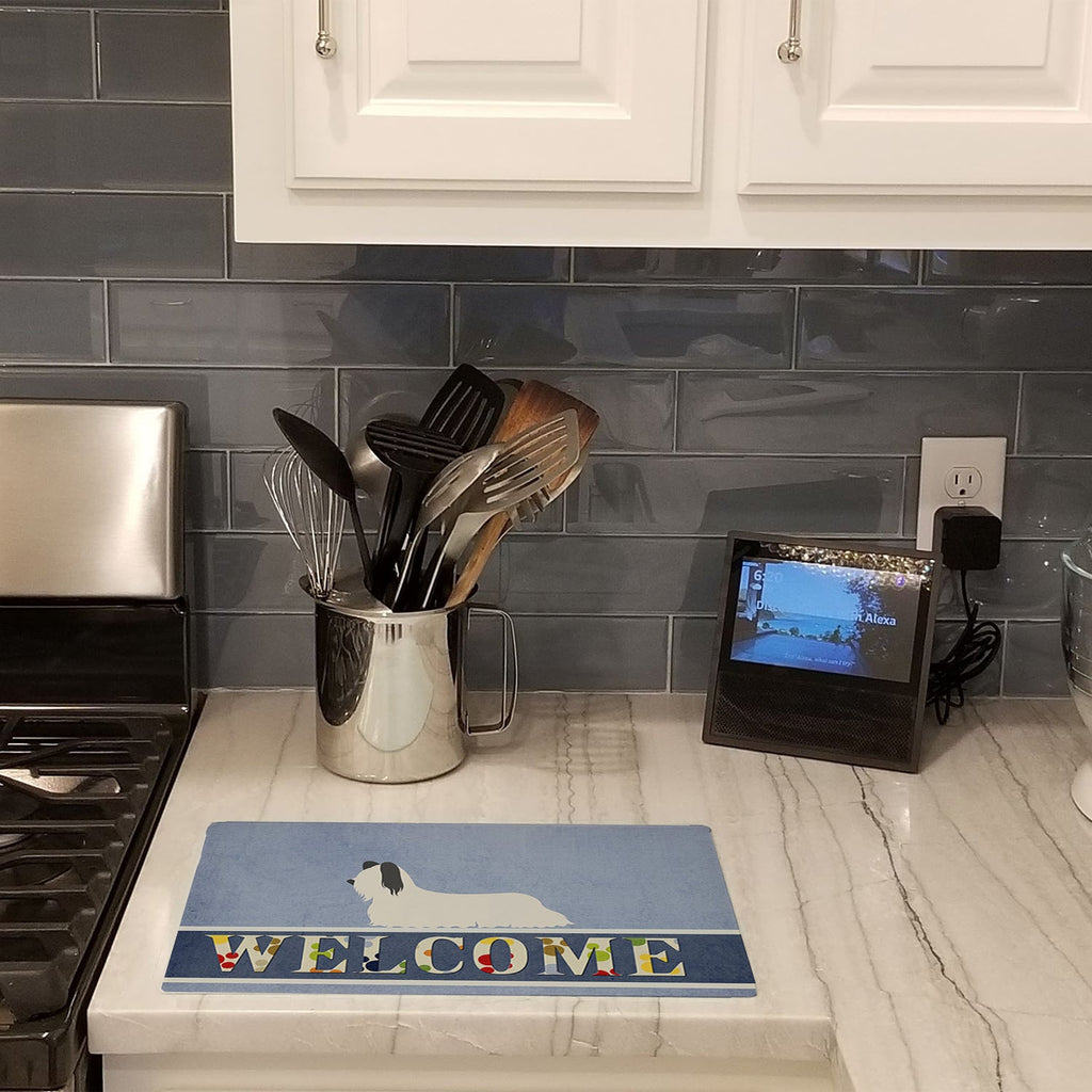 Skye Terrier Welcome Cutting Board Tempered Glass Kitchen Cutting Surface, Heat Resistant Chopping, Non-Slip Feet, Food Prep & Serving