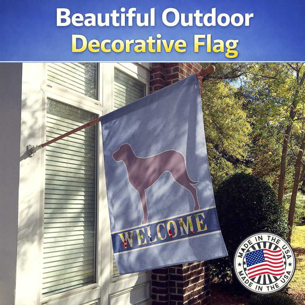 Weimaraner Welcome House Flag 28x40 Porch Sleeve Pole Decorative Outside Yard Banner Artwork Wall Hanging, Polyester