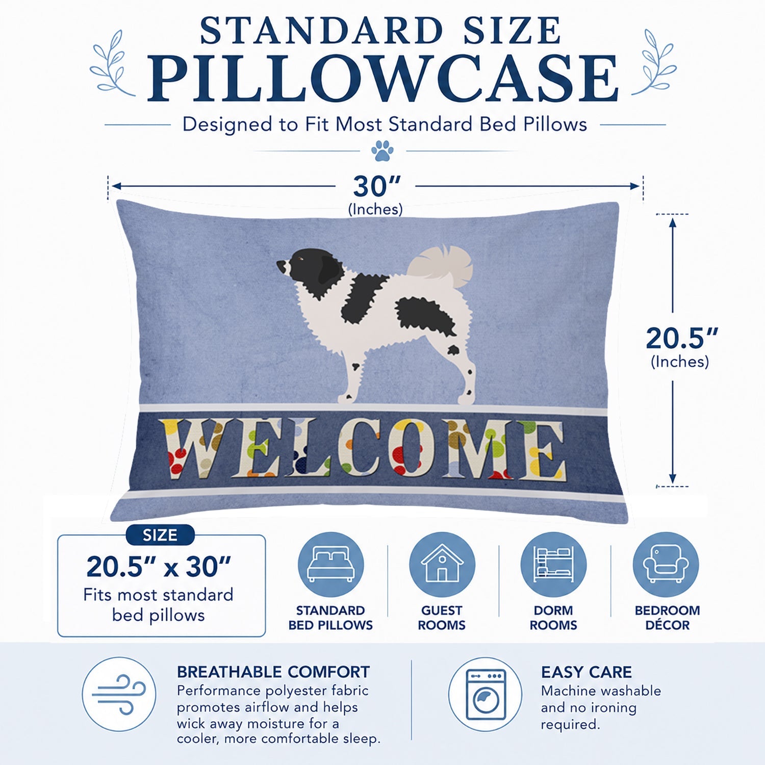 Wetterhoun Frisian Water Dog Standard Pillowcase Lightweight Super Soft Easy Care Decorative Artwork Pillowcase, Standard