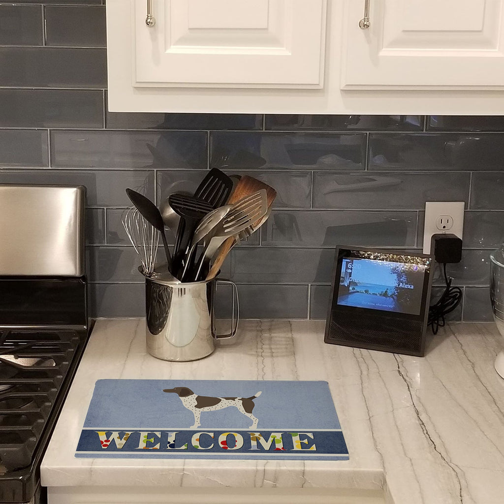 German Shorthaired Pointer Welcome Cutting Board Tempered Glass Kitchen Cutting Surface, Heat Resistant Chopping, Non-Slip Feet, Food Prep & Serving