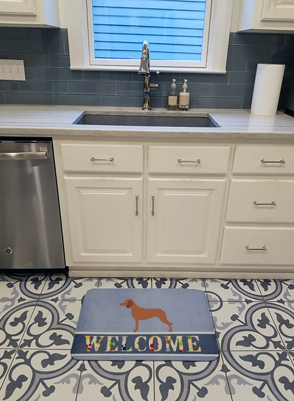 Bavarian Mountian Hound Welcome Memory Foam Kitchen Mat Machine Washable Anti-Fatigue Cushion Comfort Bath or Kitchen Rug