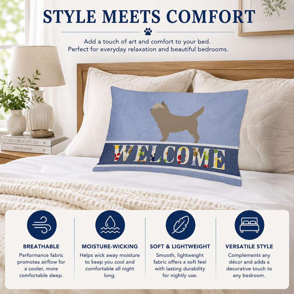 Cairn Terrier Welcome Standard Pillowcase Lightweight Super Soft Easy Care Decorative Artwork Pillowcase, Standard