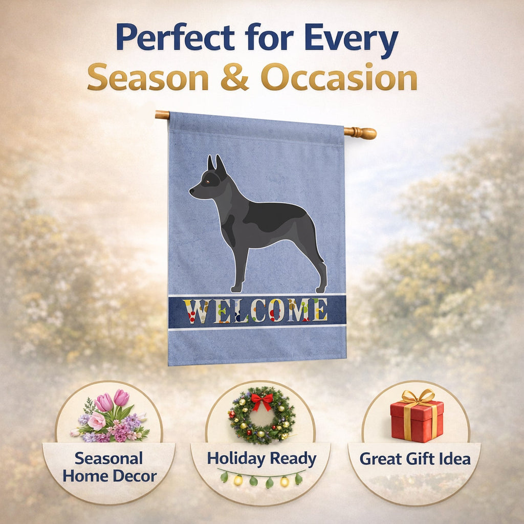 Australian Cattle Dog Welcome House Flag 28x40 Porch Sleeve Pole Decorative Outside Yard Banner Artwork Wall Hanging, Polyester