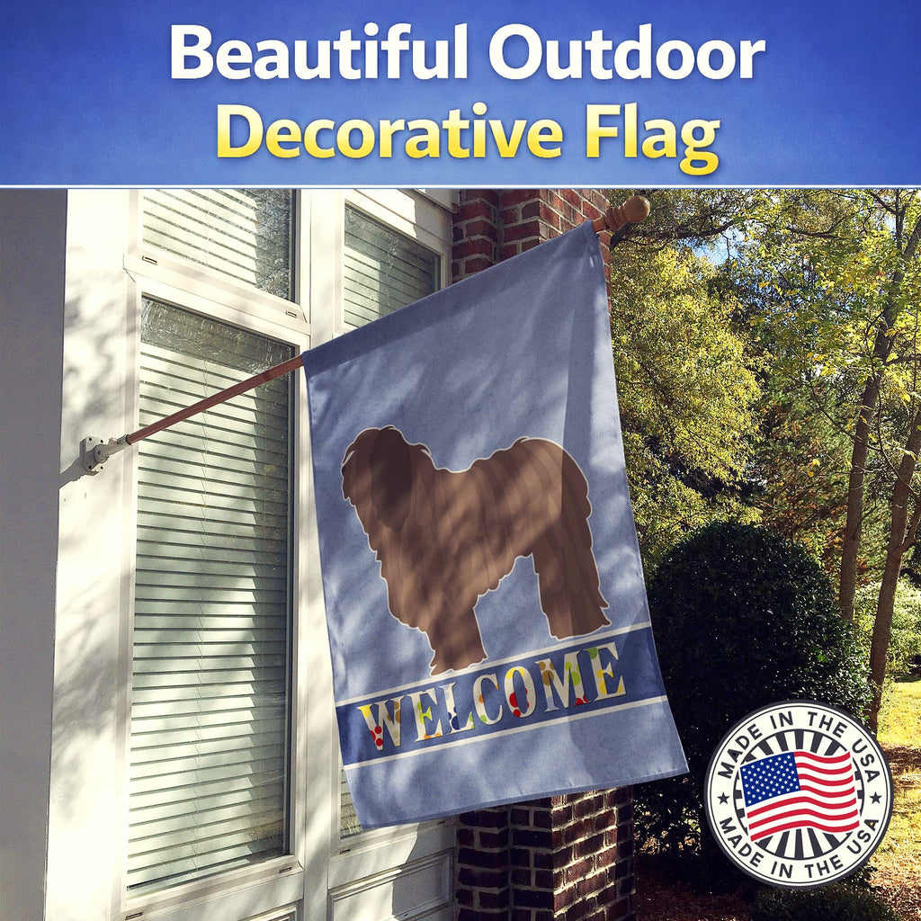 Bergamasco Shepherd Welcome House Flag 28x40 Porch Sleeve Pole Decorative Outside Yard Banner Artwork Wall Hanging, Polyester