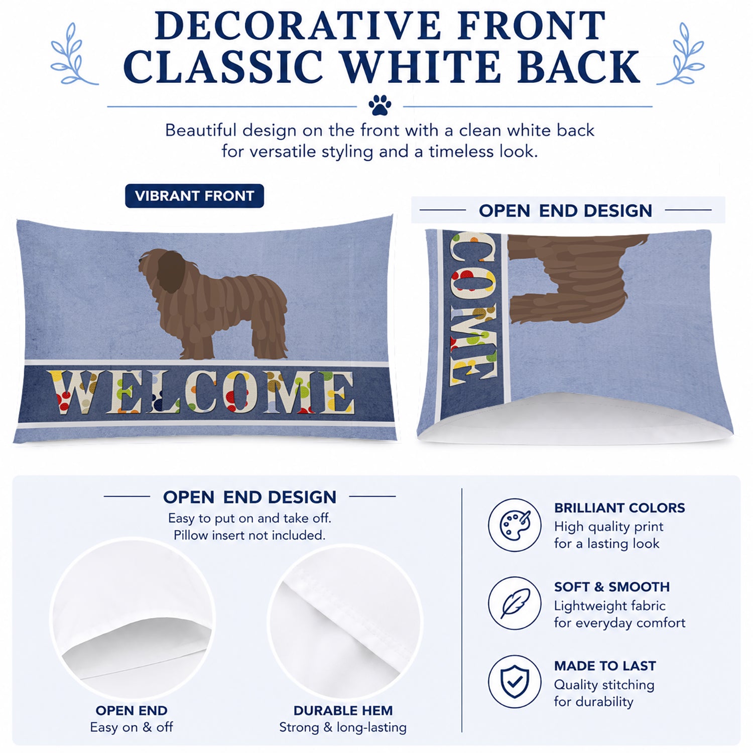 Bergamasco Shepherd Welcome Standard Pillowcase Lightweight Super Soft Easy Care Decorative Artwork Pillowcase, Standard