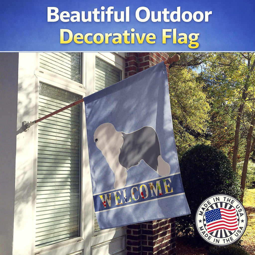 Old English Sheepdog Bobtail House Flag 28x40 Porch Sleeve Pole Decorative Outside Yard Banner Artwork Wall Hanging, Polyester