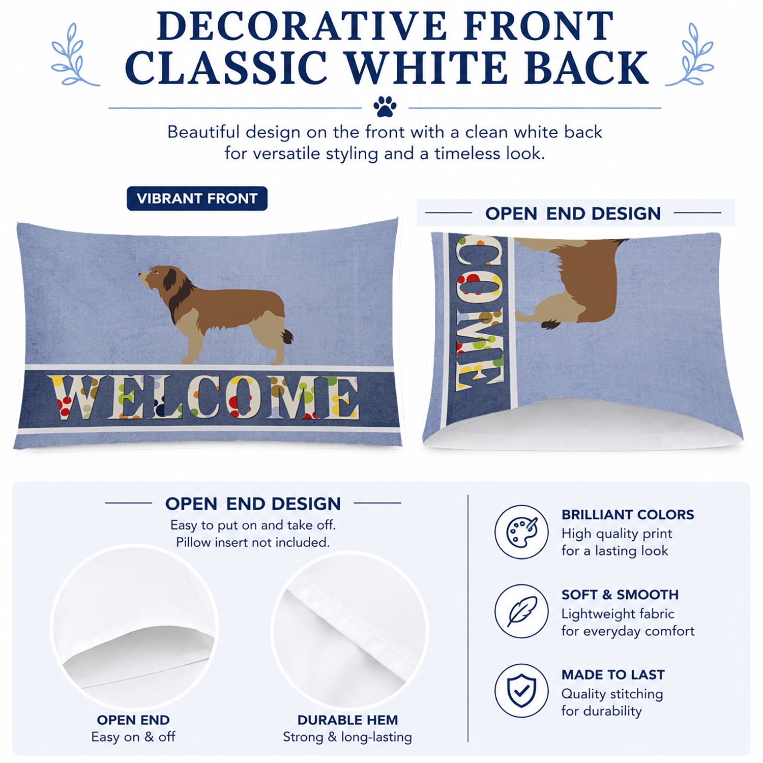 Catalan Sheepdog Welcome Standard Pillowcase Lightweight Super Soft Easy Care Decorative Artwork Pillowcase, Standard