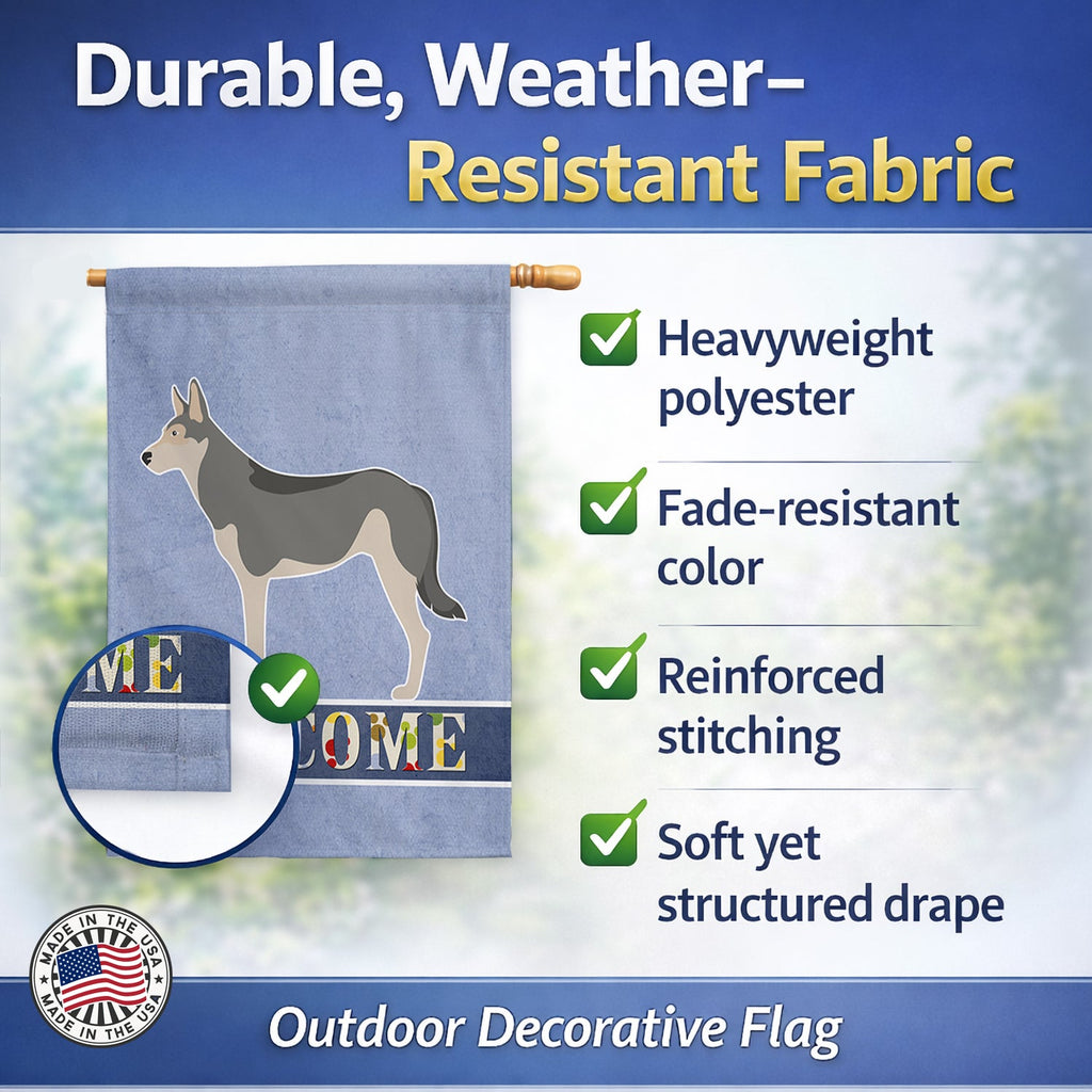 Saarloos Wolfdog Welcome House Flag 28x40 Porch Sleeve Pole Decorative Outside Yard Banner Artwork Wall Hanging, Polyester