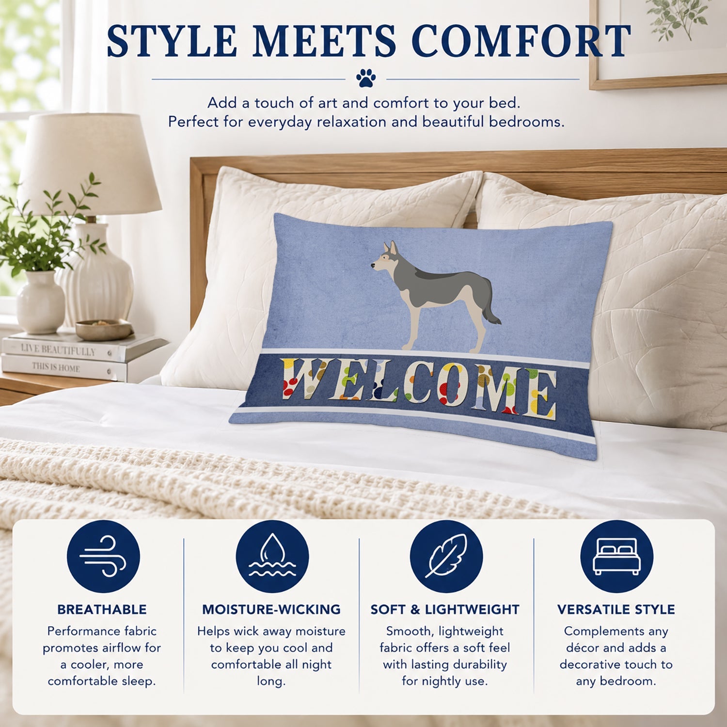 Saarloos Wolfdog Welcome Standard Pillowcase Lightweight Super Soft Easy Care Decorative Artwork Pillowcase, Standard