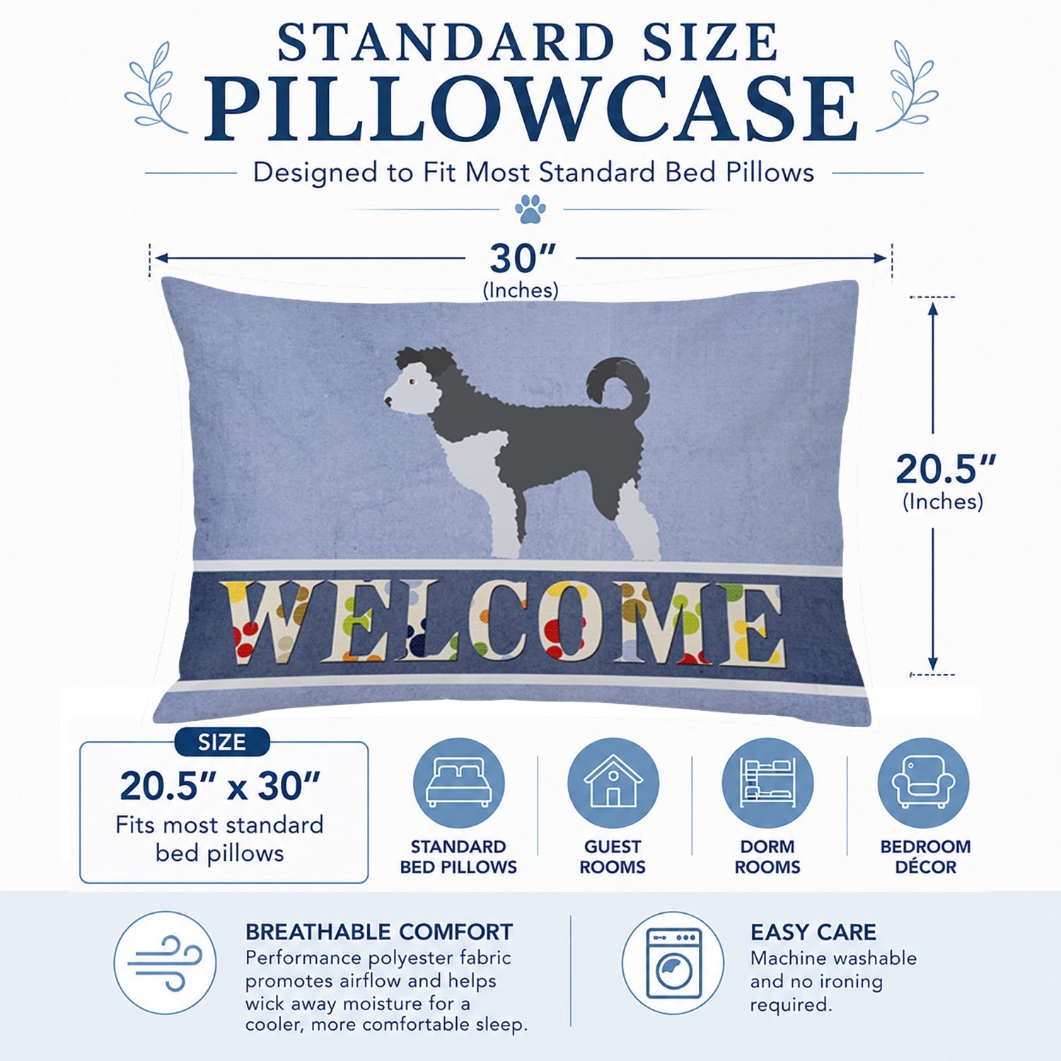 Pumi Welcome Standard Pillowcase Lightweight Super Soft Easy Care Decorative Artwork Pillowcase, Standard