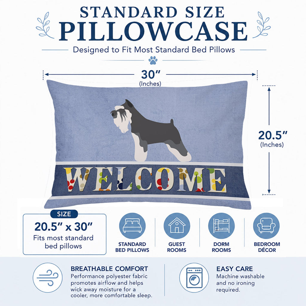 Miniature Schnauzer Welcome Standard Pillowcase Lightweight Super Soft Easy Care Decorative Artwork Pillowcase, Standard