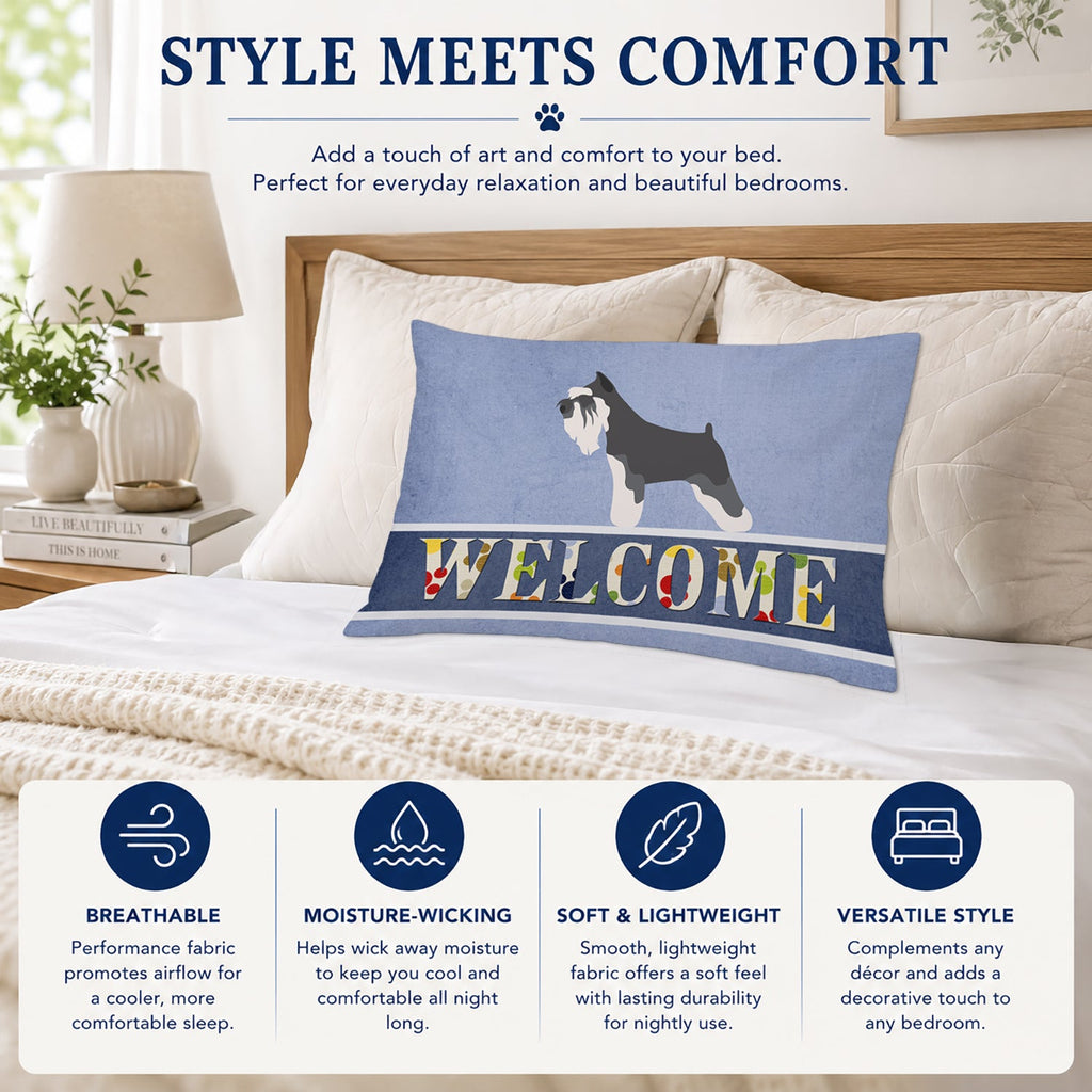 Miniature Schnauzer Welcome Standard Pillowcase Lightweight Super Soft Easy Care Decorative Artwork Pillowcase, Standard