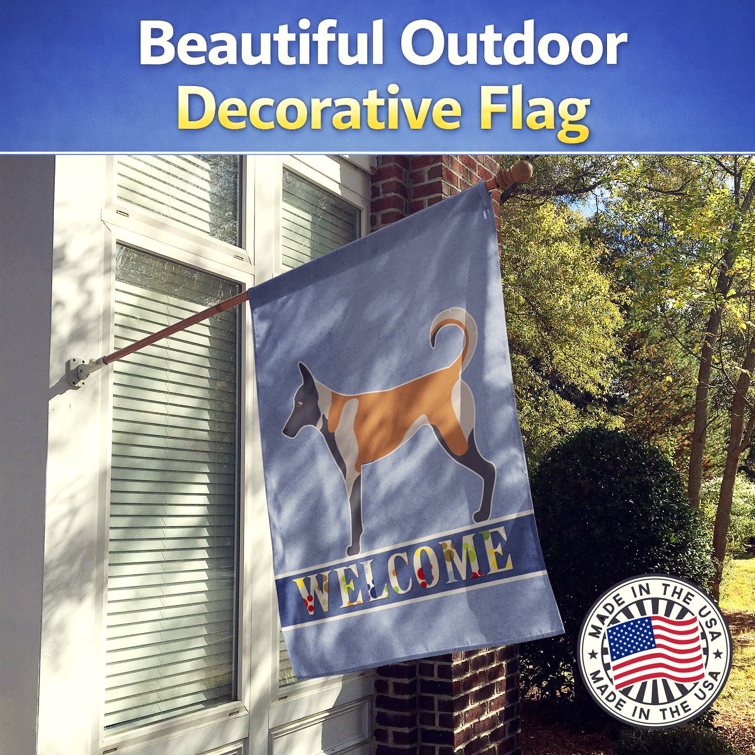 Belgian Malinois Welcome House Flag 28x40 Porch Sleeve Pole Decorative Outside Yard Banner Artwork Wall Hanging, Polyester