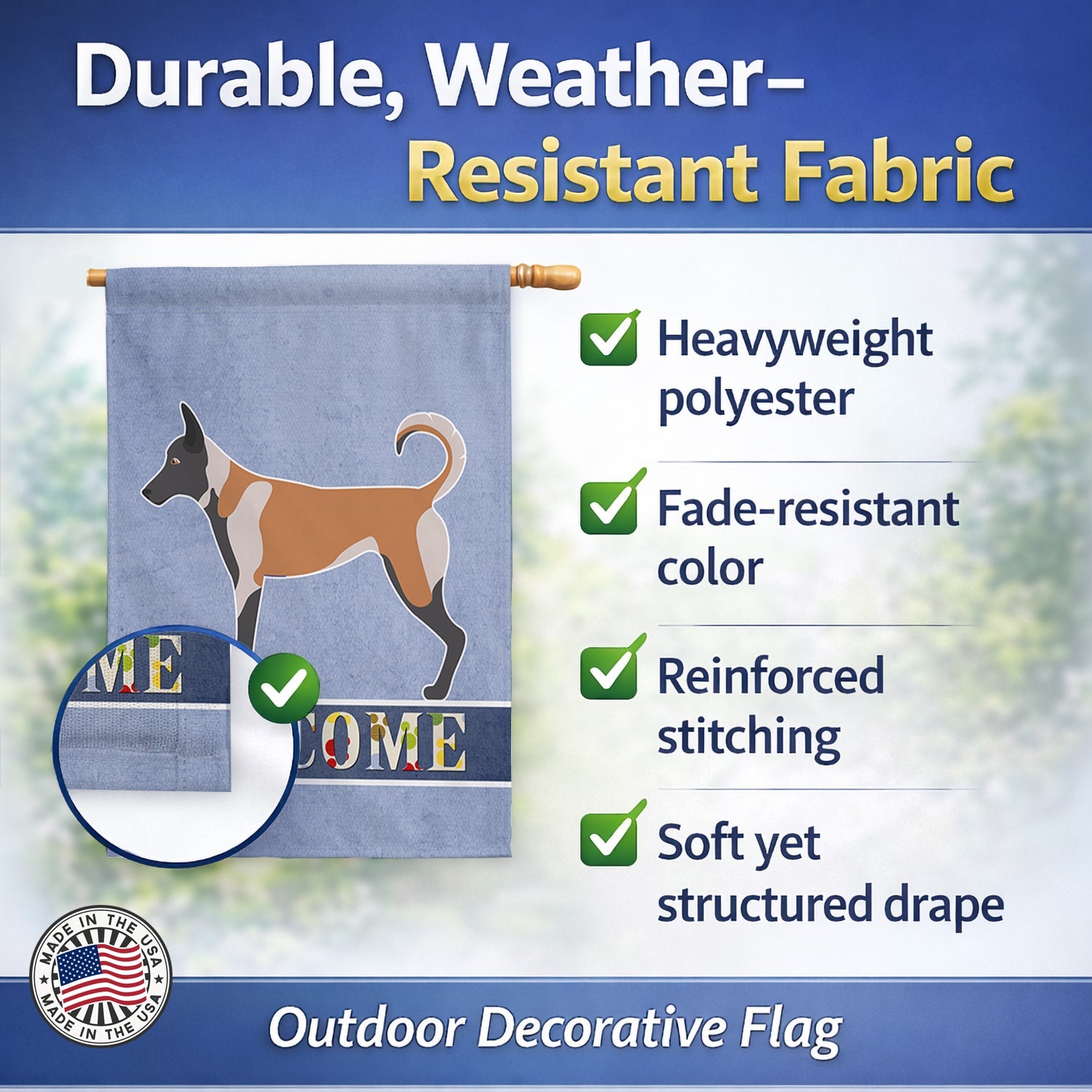 Belgian Malinois Welcome House Flag 28x40 Porch Sleeve Pole Decorative Outside Yard Banner Artwork Wall Hanging, Polyester