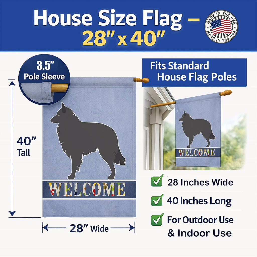 Groenendael Belgian Shepherd House Flag 28x40 Porch Sleeve Pole Decorative Outside Yard Banner Artwork Wall Hanging, Polyester