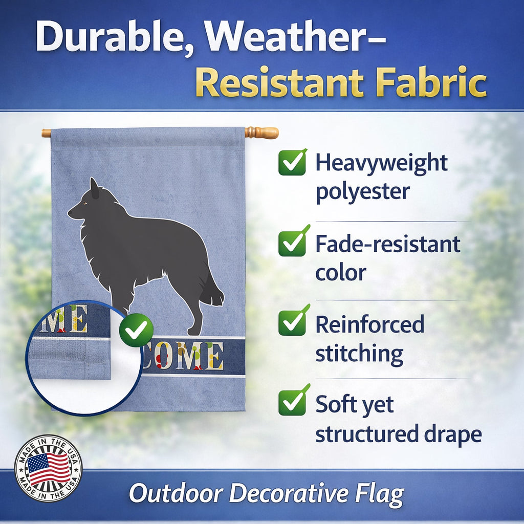 Groenendael Belgian Shepherd House Flag 28x40 Porch Sleeve Pole Decorative Outside Yard Banner Artwork Wall Hanging, Polyester