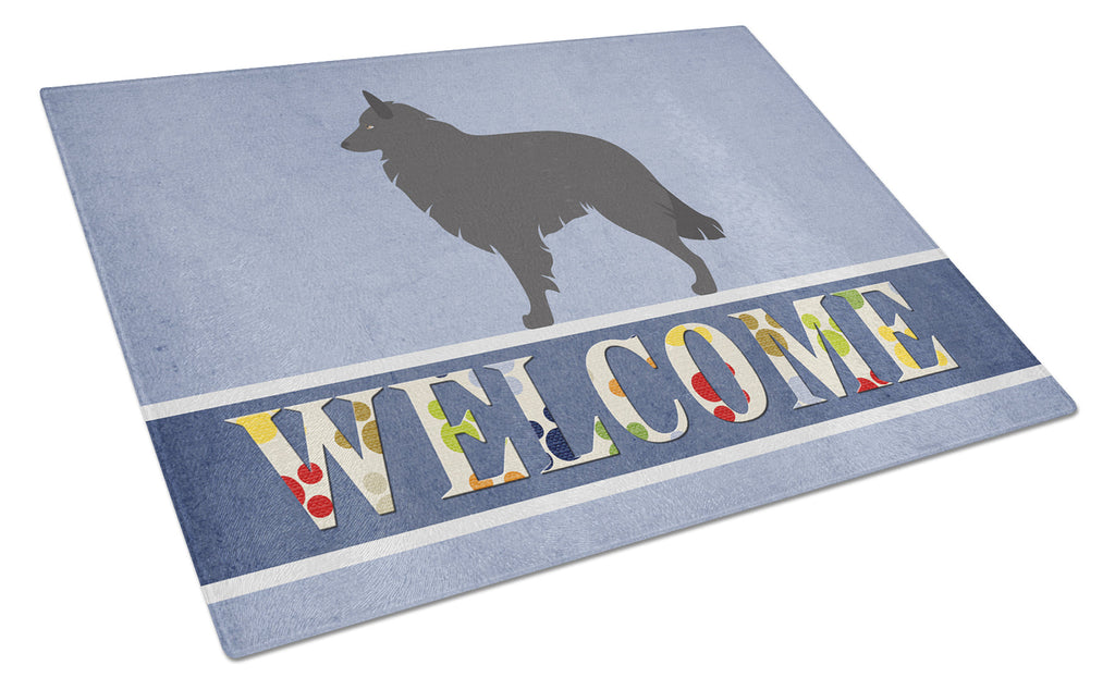 Groenendael Belgian Shepherd Cutting Board Tempered Glass Kitchen Cutting Surface, Heat Resistant Chopping, Non-Slip Feet, Food Prep & Serving