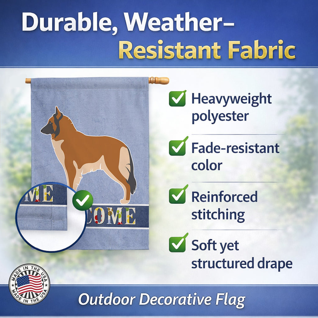 Belgian Tervuren Welcome House Flag 28x40 Porch Sleeve Pole Decorative Outside Yard Banner Artwork Wall Hanging, Polyester