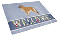 Belgian Tervuren Welcome Cutting Board Tempered Glass Kitchen Cutting Surface, Heat Resistant Chopping, Non-Slip Feet, Food Prep & Serving