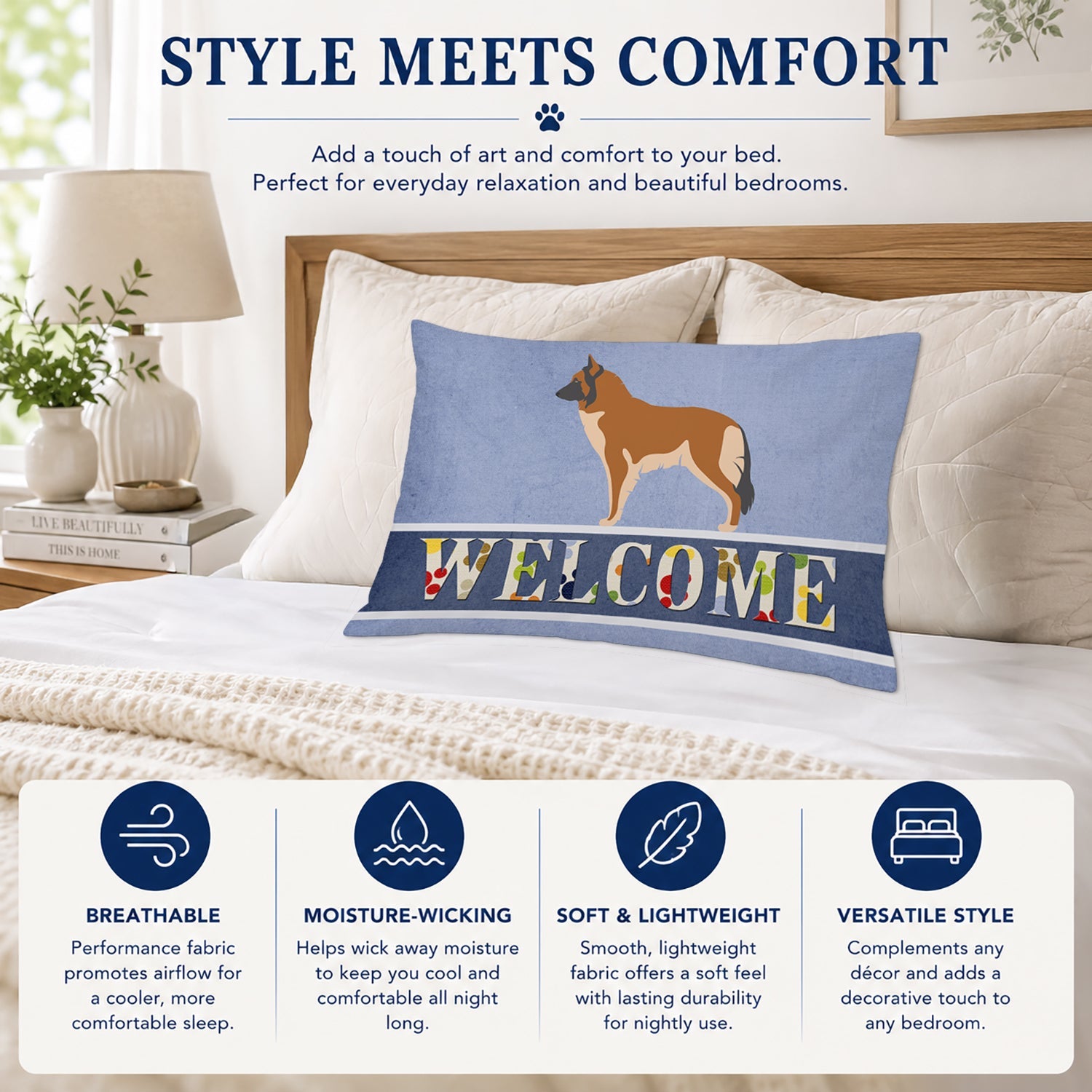 Belgian Tervuren Welcome Standard Pillowcase Lightweight Super Soft Easy Care Decorative Artwork Pillowcase, Standard
