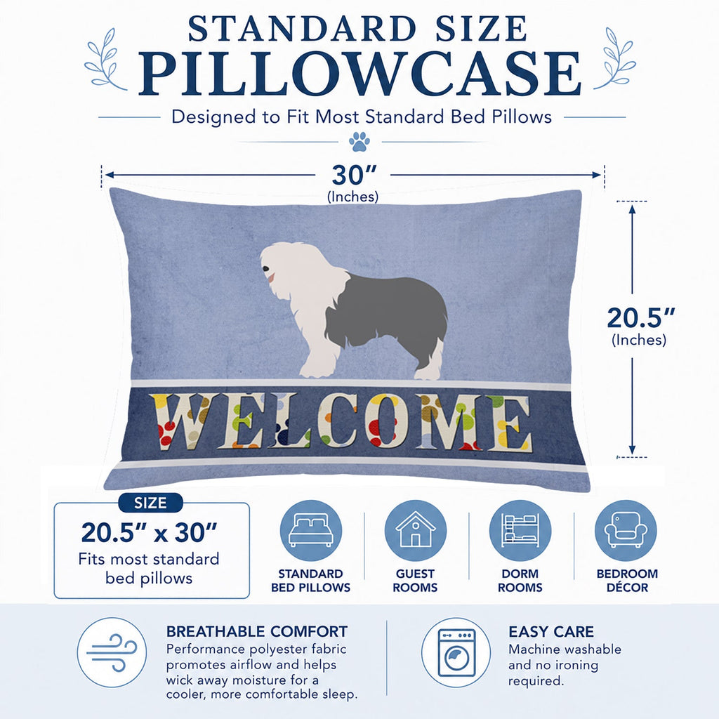 Old English Sheepdog Welcome Standard Pillowcase Lightweight Super Soft Easy Care Decorative Artwork Pillowcase, Standard