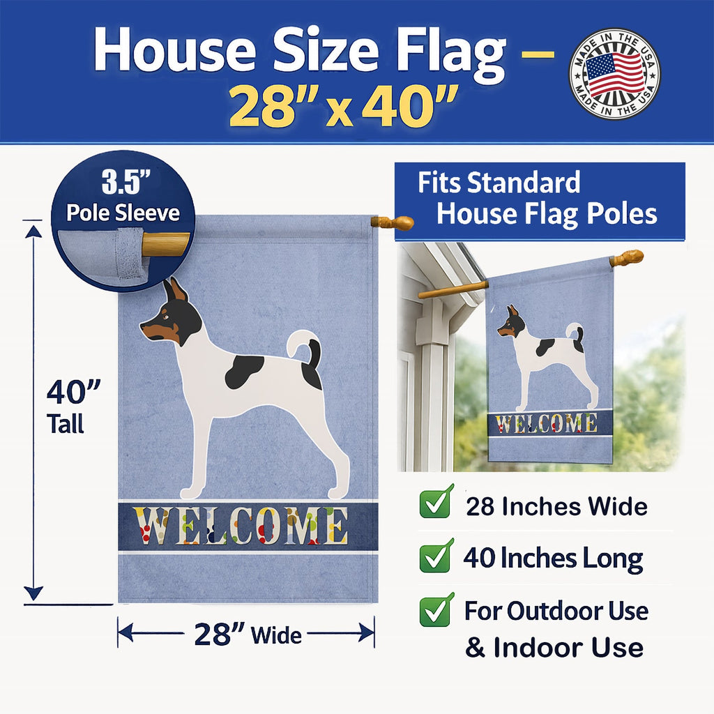 American Toy Fox Terrier Welcome House Flag 28x40 Porch Sleeve Pole Decorative Outside Yard Banner Artwork Wall Hanging, Polyester