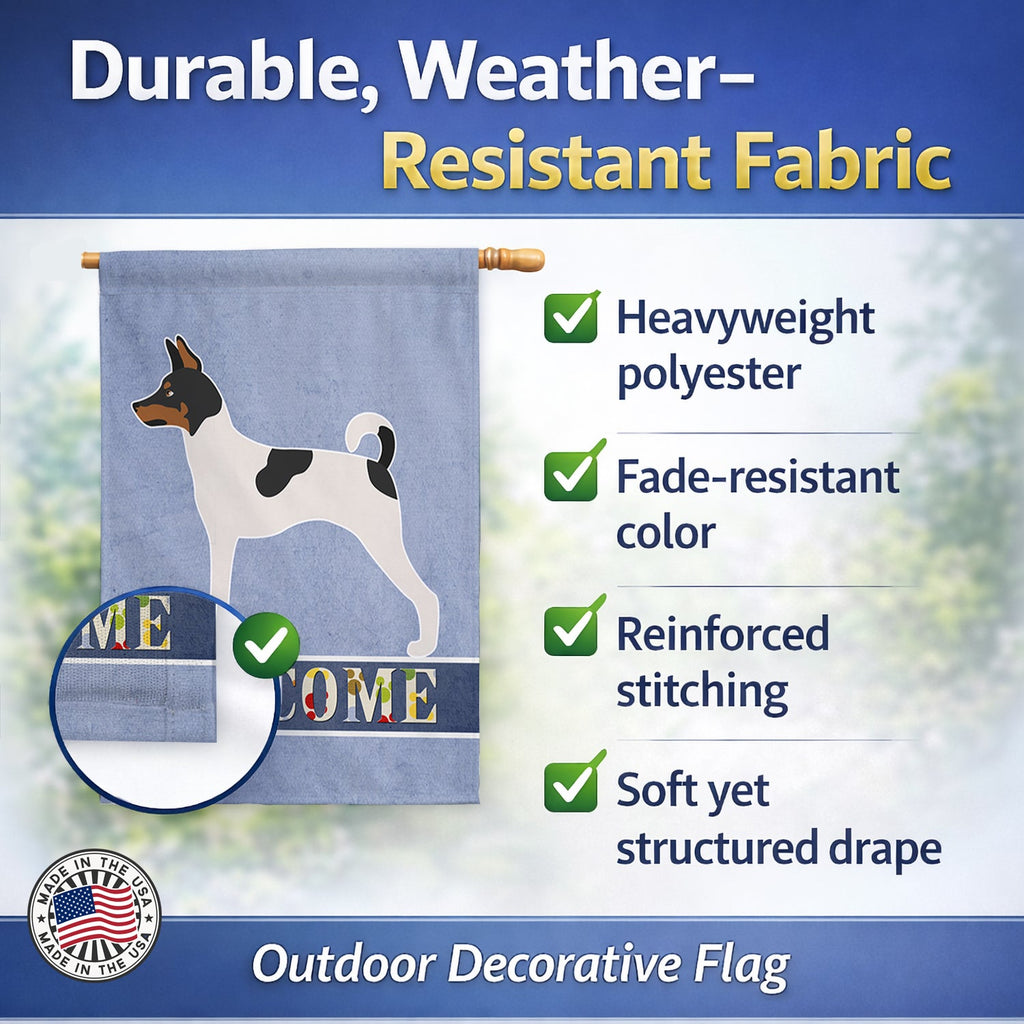 American Toy Fox Terrier Welcome House Flag 28x40 Porch Sleeve Pole Decorative Outside Yard Banner Artwork Wall Hanging, Polyester