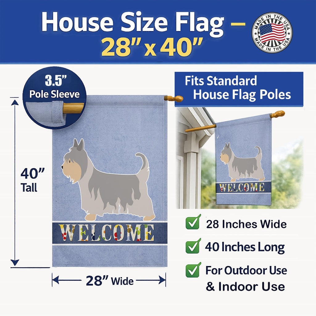 Australian Silky Terrier Welcome House Flag 28x40 Porch Sleeve Pole Decorative Outside Yard Banner Artwork Wall Hanging, Polyester