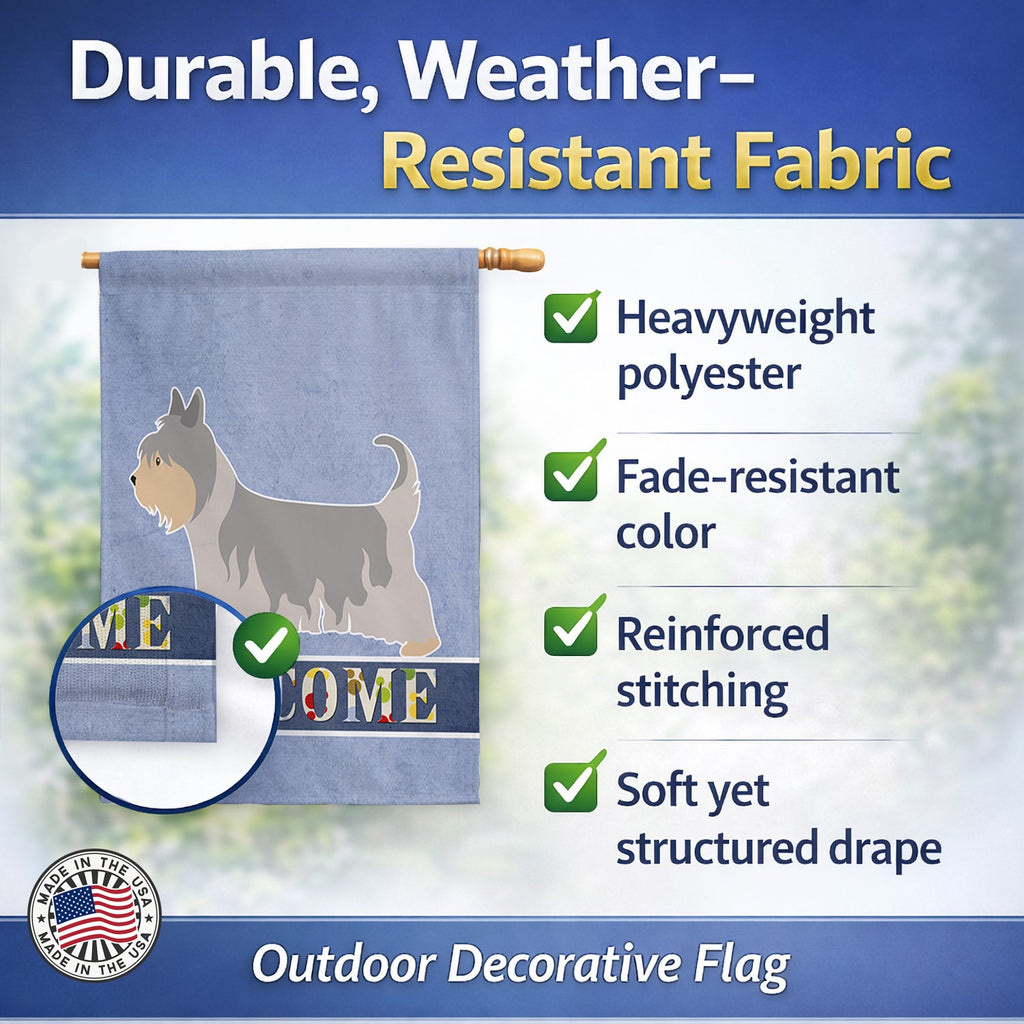 Australian Silky Terrier Welcome House Flag 28x40 Porch Sleeve Pole Decorative Outside Yard Banner Artwork Wall Hanging, Polyester