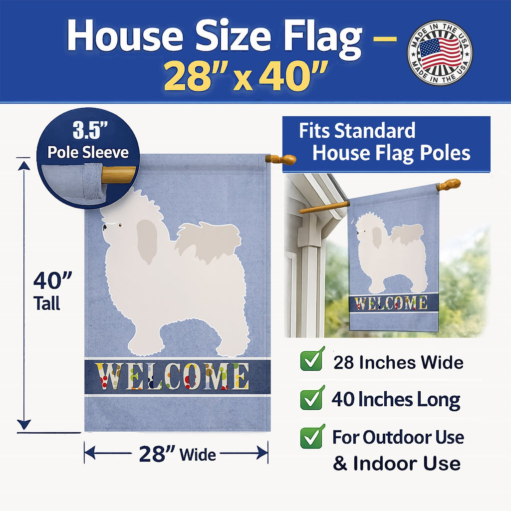 Bolognese Welcome House Flag 28x40 Porch Sleeve Pole Decorative Outside Yard Banner Artwork Wall Hanging, Polyester