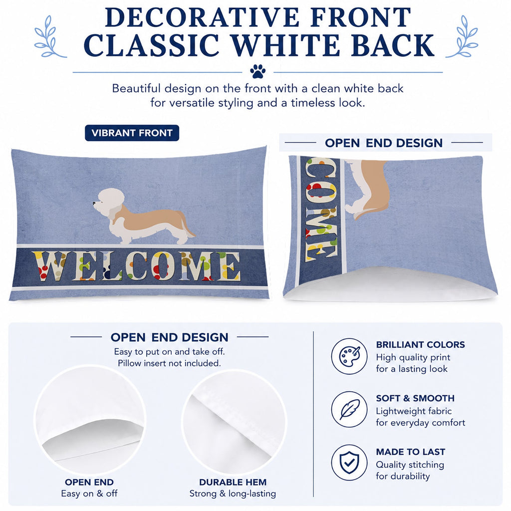 Dandie Dinmont Terrier Welcome Standard Pillowcase Lightweight Super Soft Easy Care Decorative Artwork Pillowcase, Standard
