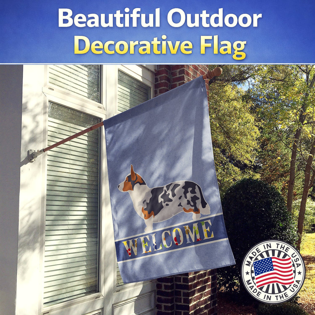 Welsh Corgi Cardigan Welcome House Flag 28x40 Porch Sleeve Pole Decorative Outside Yard Banner Artwork Wall Hanging, Polyester