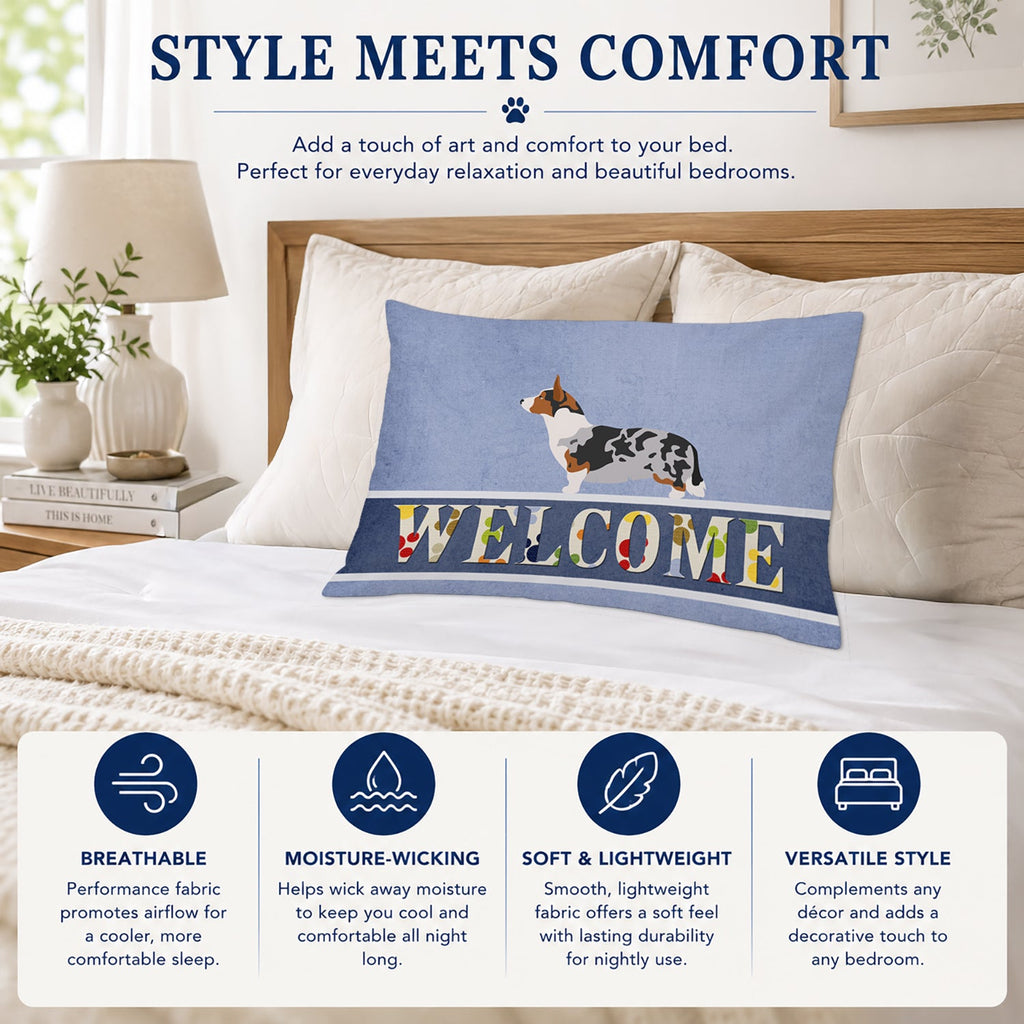 Welsh Corgi Cardigan Welcome Standard Pillowcase Lightweight Super Soft Easy Care Decorative Artwork Pillowcase, Standard