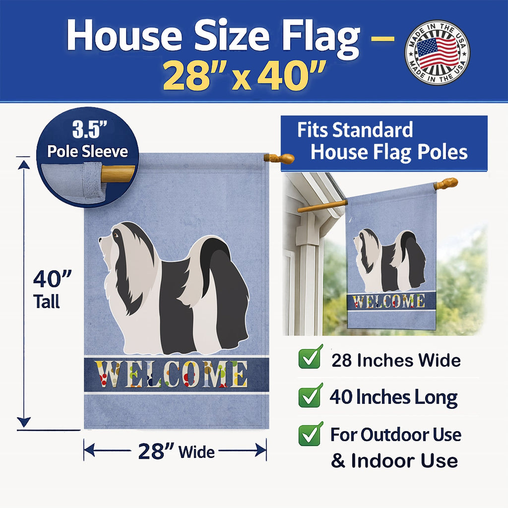 Havanese Welcome House Flag 28x40 Porch Sleeve Pole Decorative Outside Yard Banner Artwork Wall Hanging, Polyester